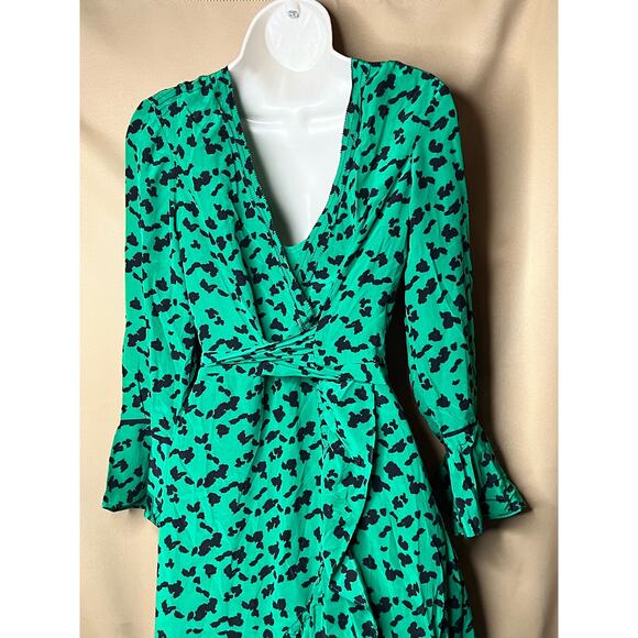 Tanya Taylor Green Leopard Nomi Wrap Dress 2 - Picture 8 of 9